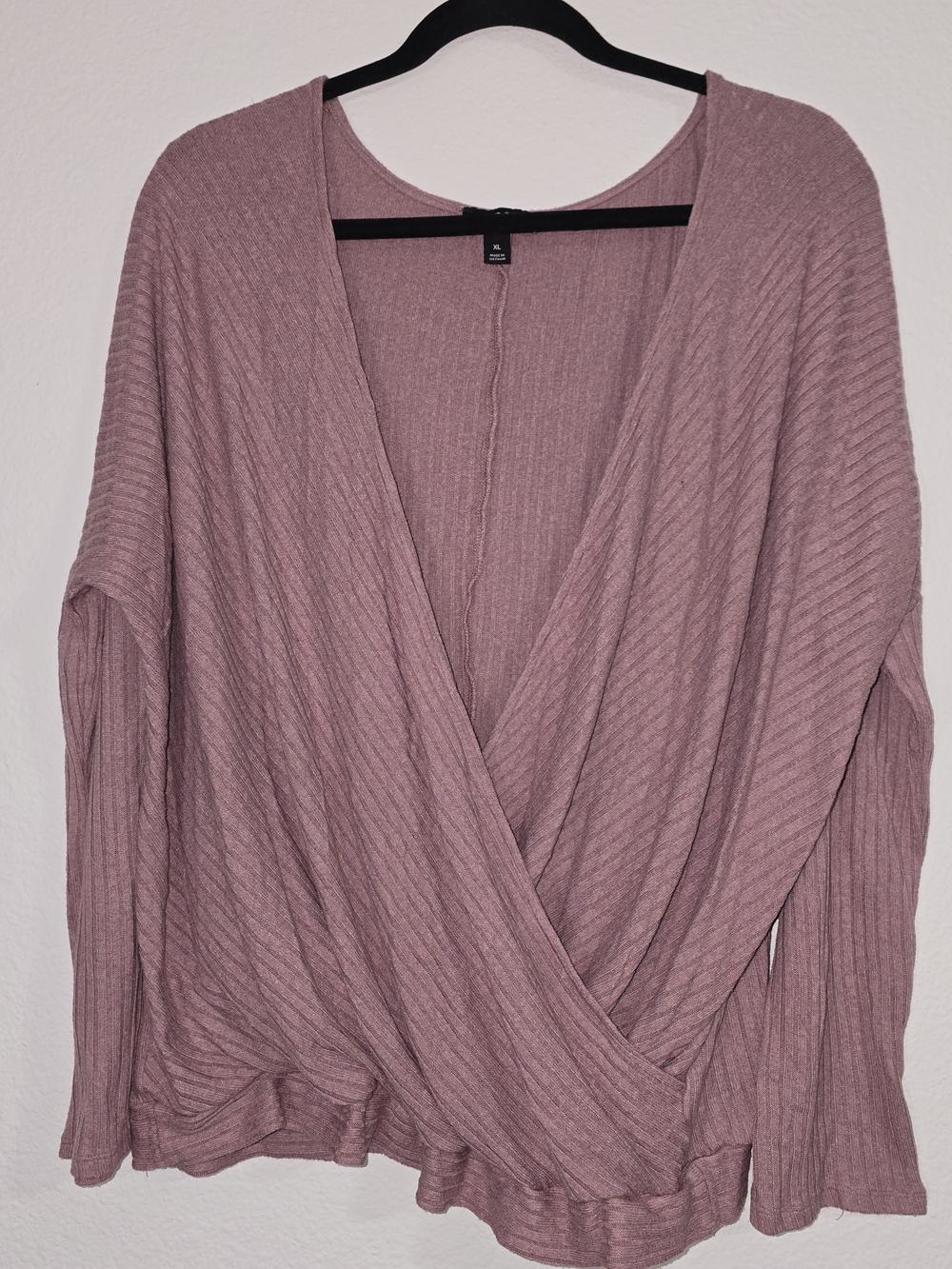 a.n.a Mauve Wrap-Front V-Neck Sweater
